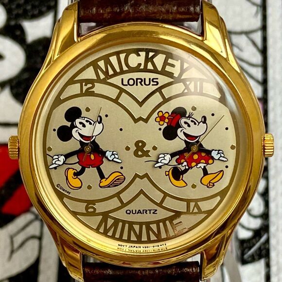 Vintage Disney X Lorus by Seiko Mickey & Minnie Mouse Dual Time Unisex Watch